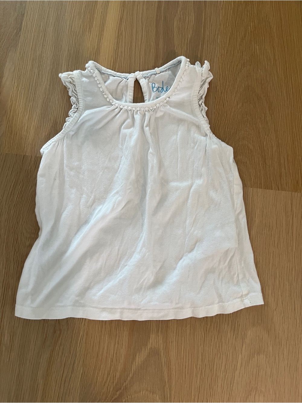 Mini Boden Girls White Tank Top 5-6 Years